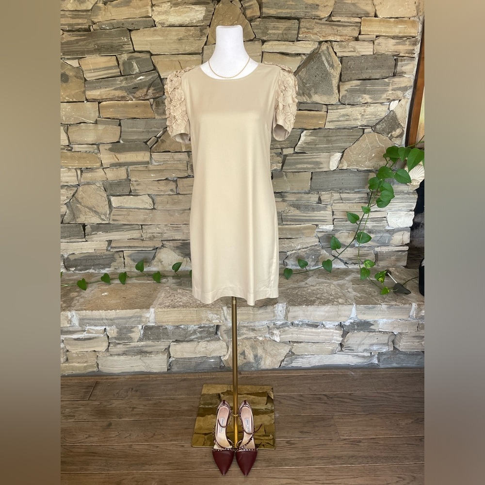 SOLD NWOT SANDRO PARIS cream mini loose fit dress, puff sleeves